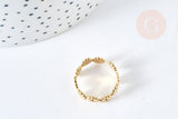 EP-Bague réglable fleurs marguerites acier doré 304 inoxydable IP taille 54, x1 (G8469)