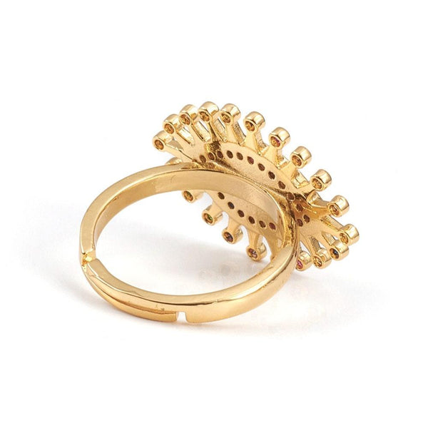 EP Bague réglable laiton doré émail oeil protecteur 17mm , x1 G4244