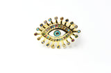 EP Bague réglable laiton doré émail oeil protecteur 17mm , x1 G4244