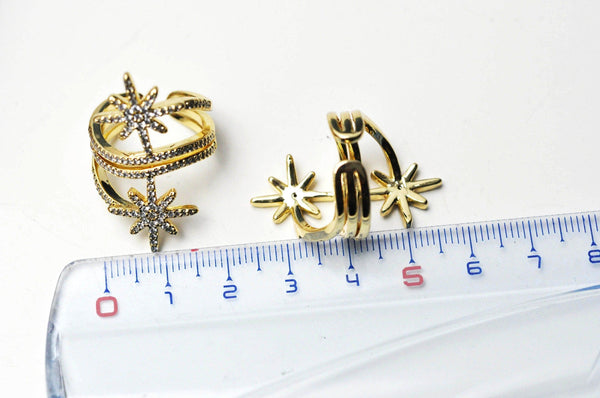 EP-Bague réglable laiton étoile zircons 16.5mm, x1 (G4242)