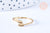 EP Bague réglable petites feuilles gravées laiton doré 16K 19mm, x1