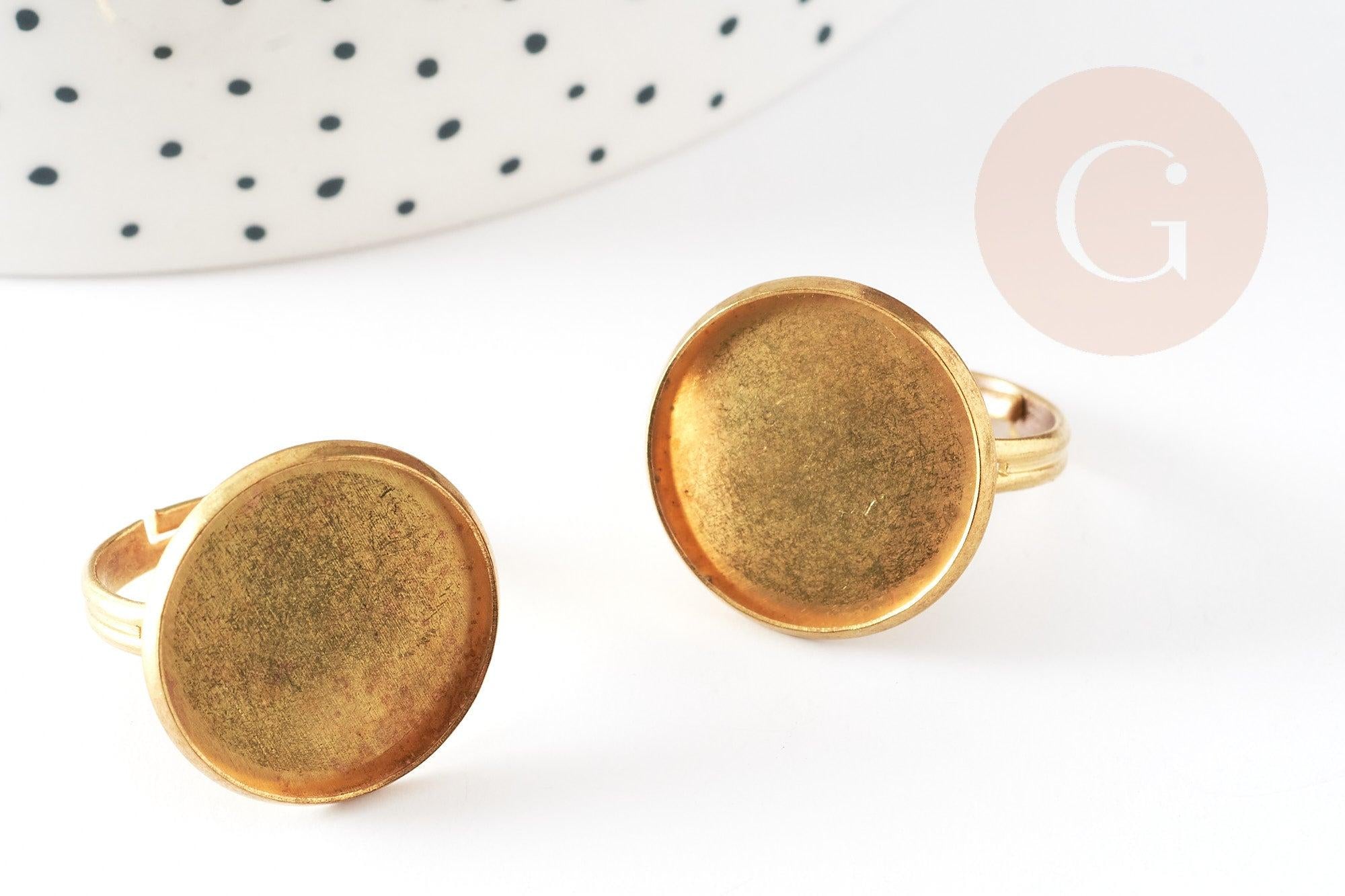 EP-Bague réglable pour cabochon 18mm laiton brut, x5 (G1904)