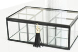 EP Boite à bijoux en verre métal noir rectangle,rangement bijoux, boite verre vintage décoration minimaliste, boîte verre, 18cm,G4886