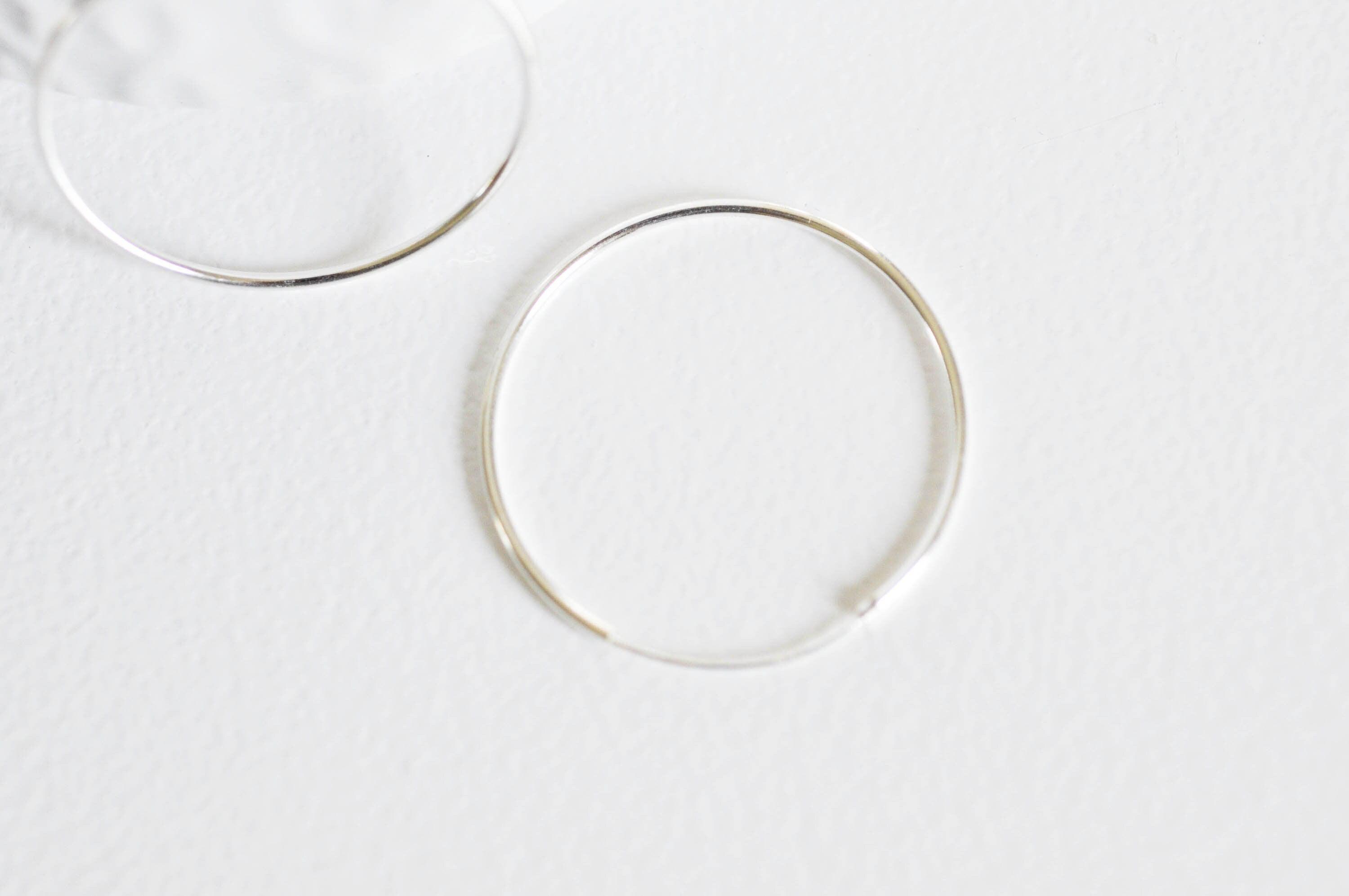 Boucles créoles fine argent 925 massif 30mm, x2 (G1895)