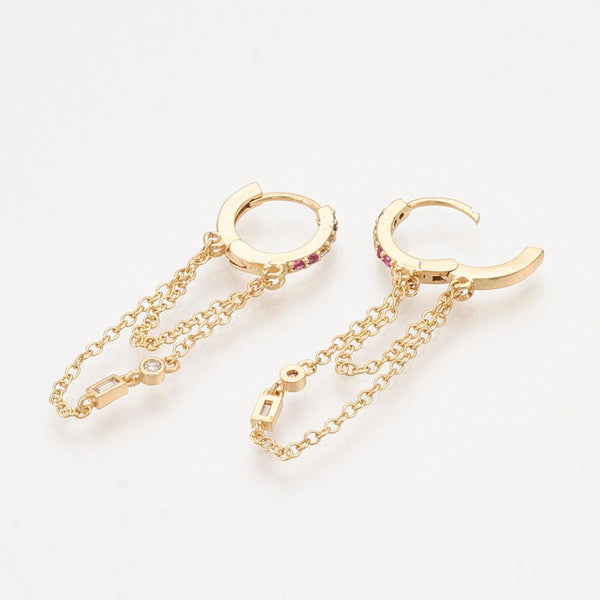 EP Boucles d'oreilles créoles en laiton avec zircons cubiques, x2 (G3777)