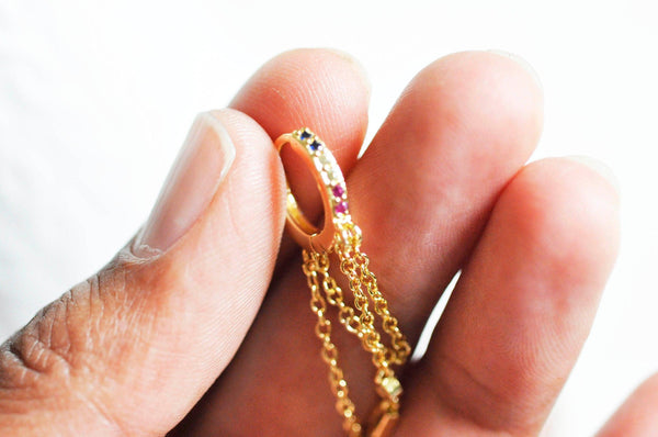 EP Boucles d'oreilles créoles en laiton avec zircons cubiques, x2 (G3777)