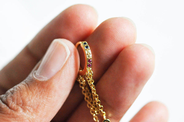 EP Boucles d'oreilles créoles en laiton avec zircons cubiques, x2 (G3777)