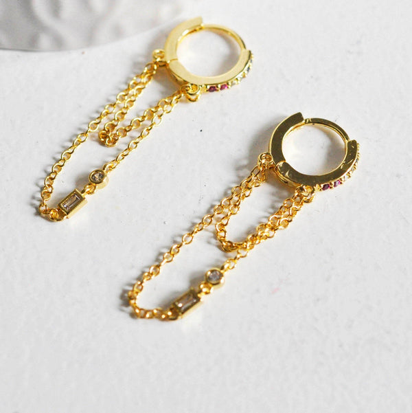 EP Boucles d'oreilles créoles en laiton avec zircons cubiques, x2 (G3777)