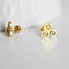 EP Boucles puces acier doré triskel, bijoux doré, création bijoux,triskel,sans nickel,la paire, 9mm, x1 G1719