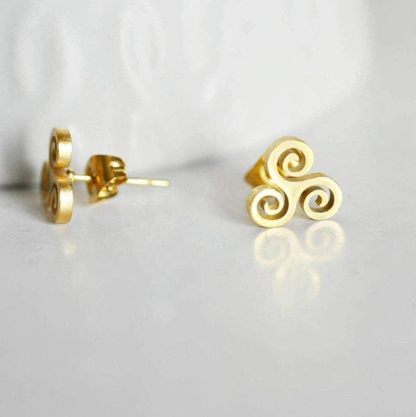 EP Boucles puces acier doré triskel, bijoux doré, création bijoux,triskel,sans nickel,la paire, 9mm, x1 G1719