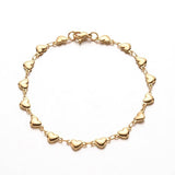 EP Bracelet acier dorée 14k cœur,un bracelet fantaisie sans nickel en acier inoxydable doré,2mm,21cm, x1 G5343