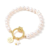 EP Bracelet élastique perles Naturelles laiton doré 50mm, x1 (G4105)