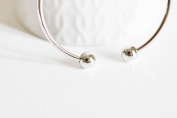 EP Bracelet jonc réglable finition or blanc finition boules,finition rhodium,dorure or blanc, fabrication bijoux, bracelet argenté,60mm-G2313