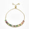 EP Bracelet réglable laiton doré 14k cristaux zircon multicolores, bracelet laiton or,sans nickel,bracelet zircon doré,24cm, x1,G2776