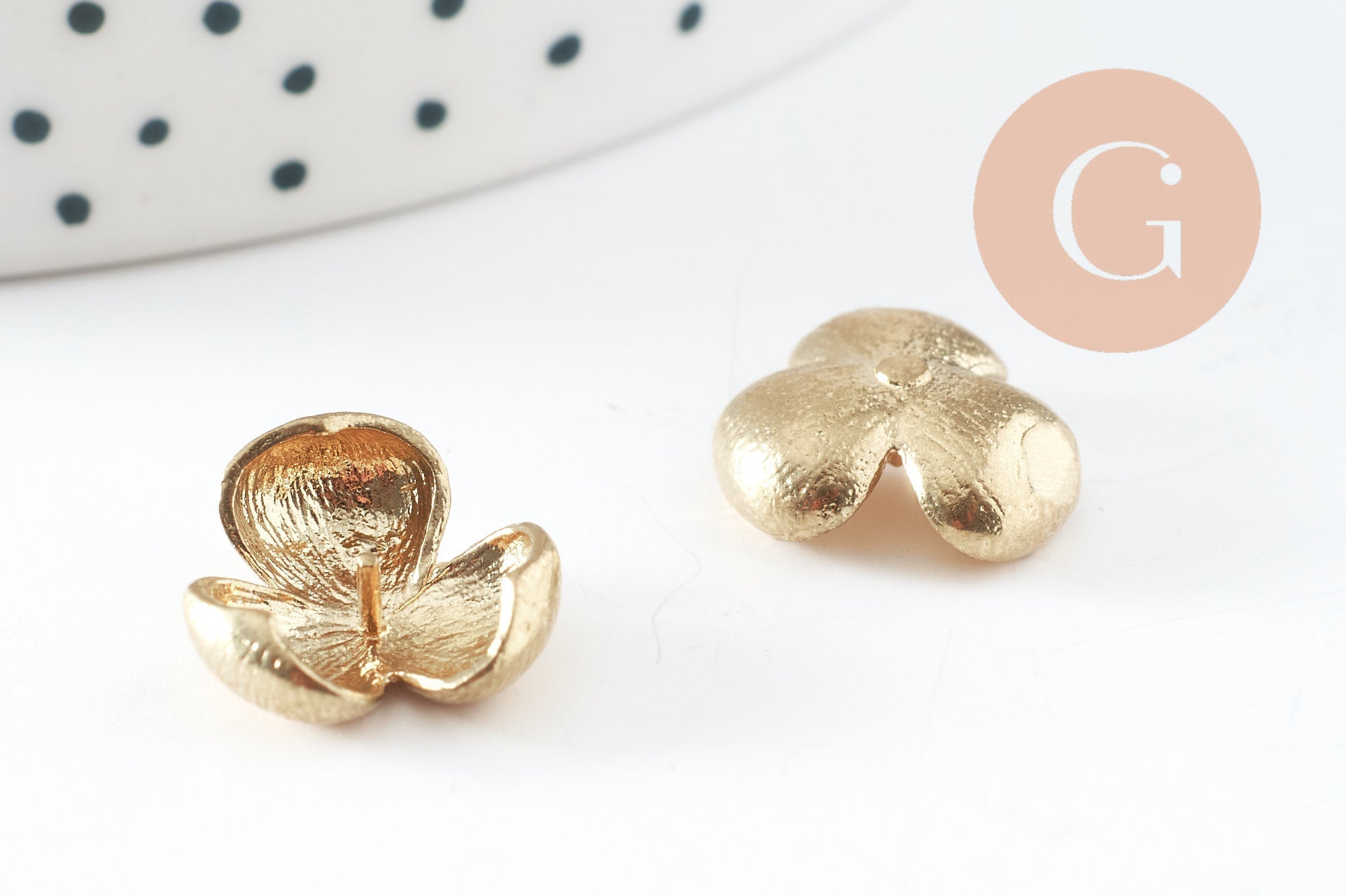 EP-Breloque fleur laiton brut 14mm, x2 G0441