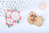 EP-Broche pins Fleurs motif végétal doré émail blanc 30x25mm, x1 G6619