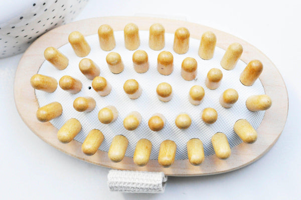 EP Brosse massage bambou naturel, un outil en bois pour massage du corps, accessoire auto-massage anti-cellullite,13cm, x1 G4512