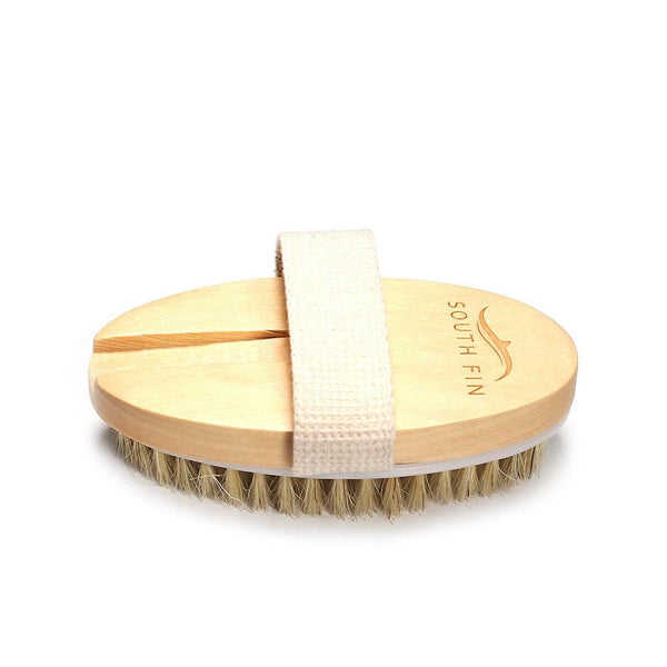 EP Brosse massage bambou & poils naturels, outil en bois pour massage du corps, accessoire auto-massage anti-cellullite,12.8cm, x1 G4582