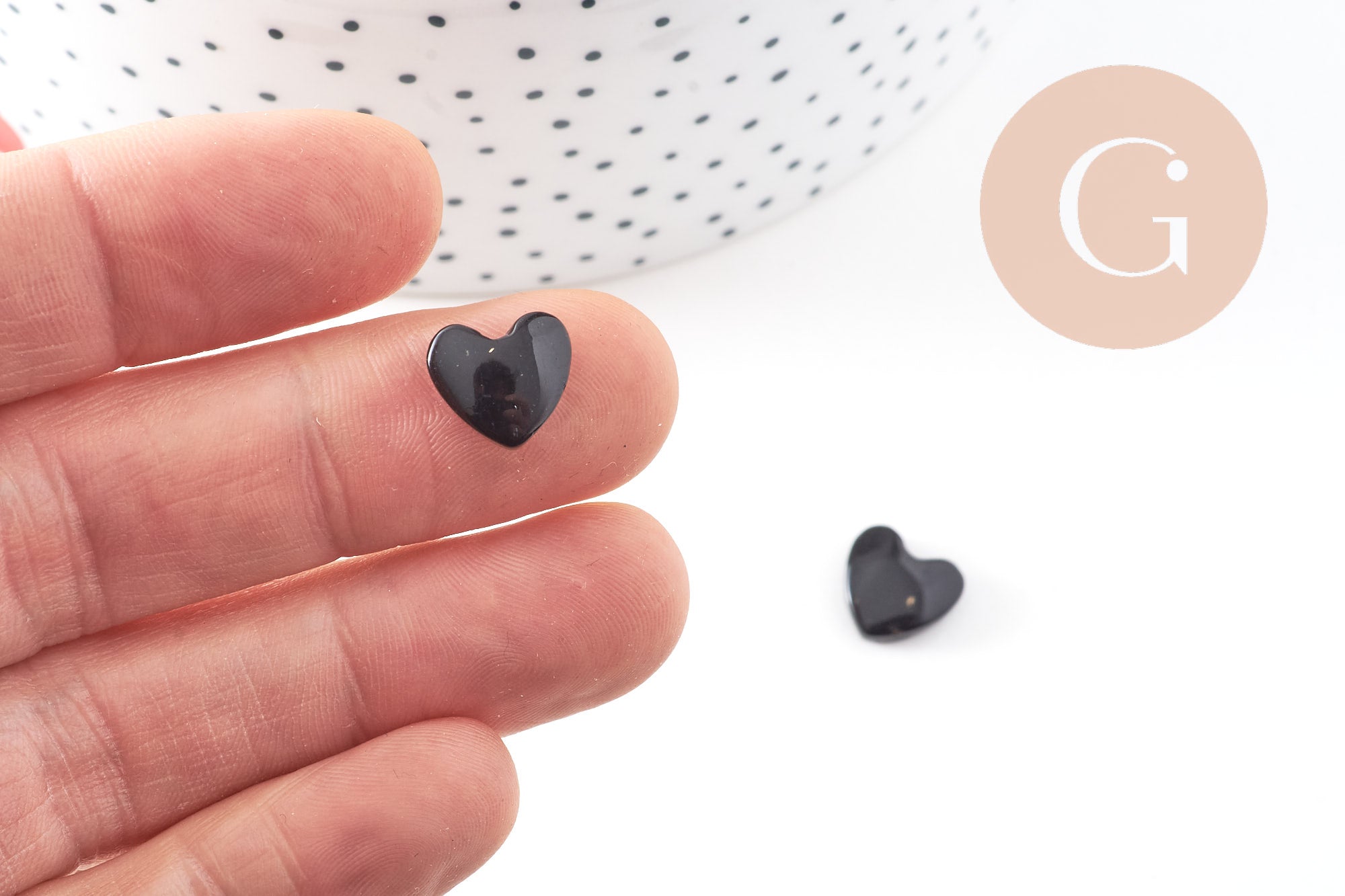 EP-Cabochon coeur obsidienne naturelle 10-12mm, x1 (G4125)