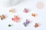 EP Cabochon cristal rectangle transparent dégradé avec serti en laiton doré 8x10mm, x1