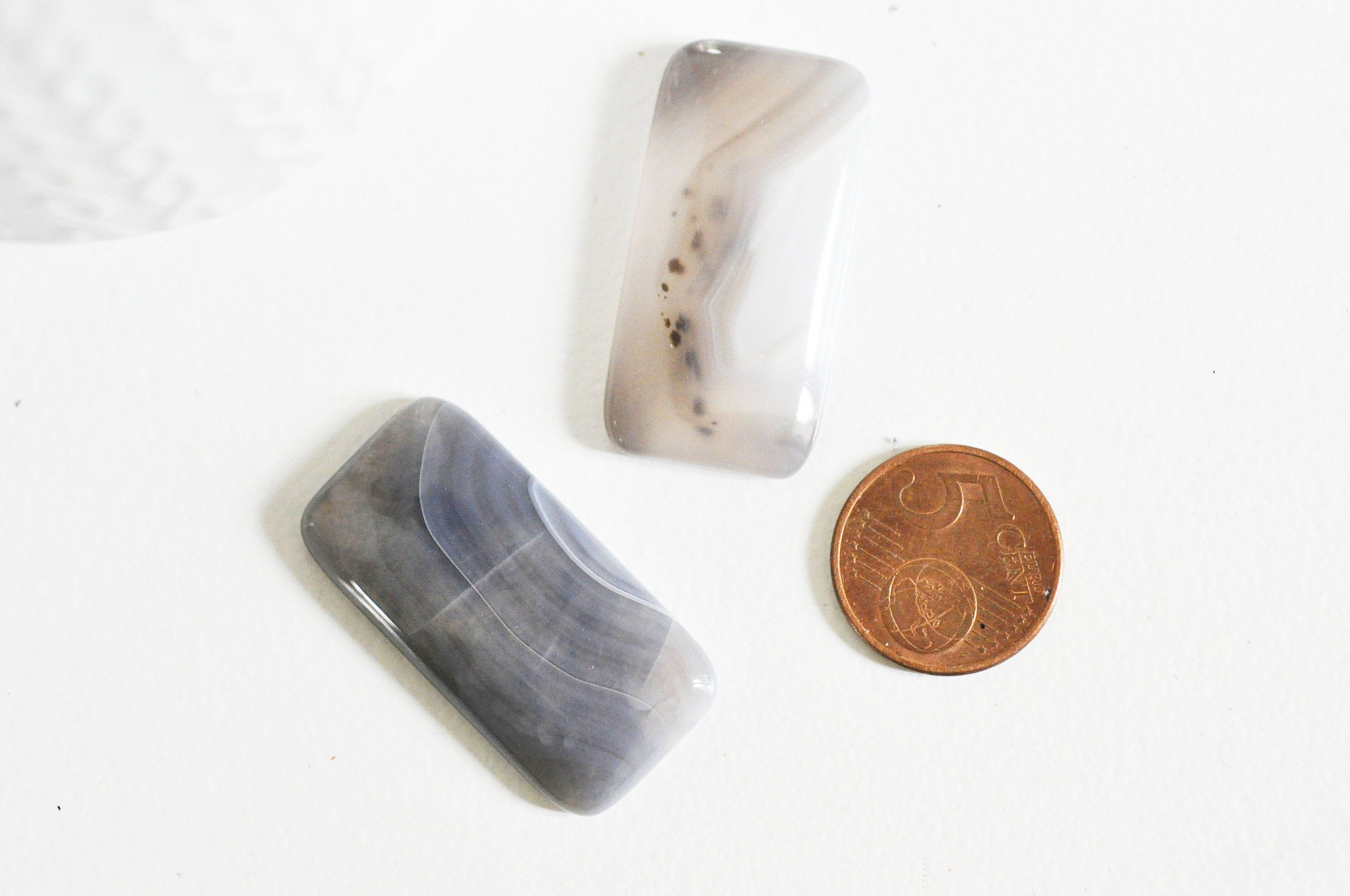 EP Cabochon rectangle agate grise 39mm x1 (G5057)