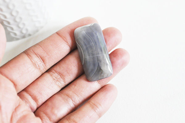 EP Cabochon rectangle agate grise 39mm x1 (G5057)