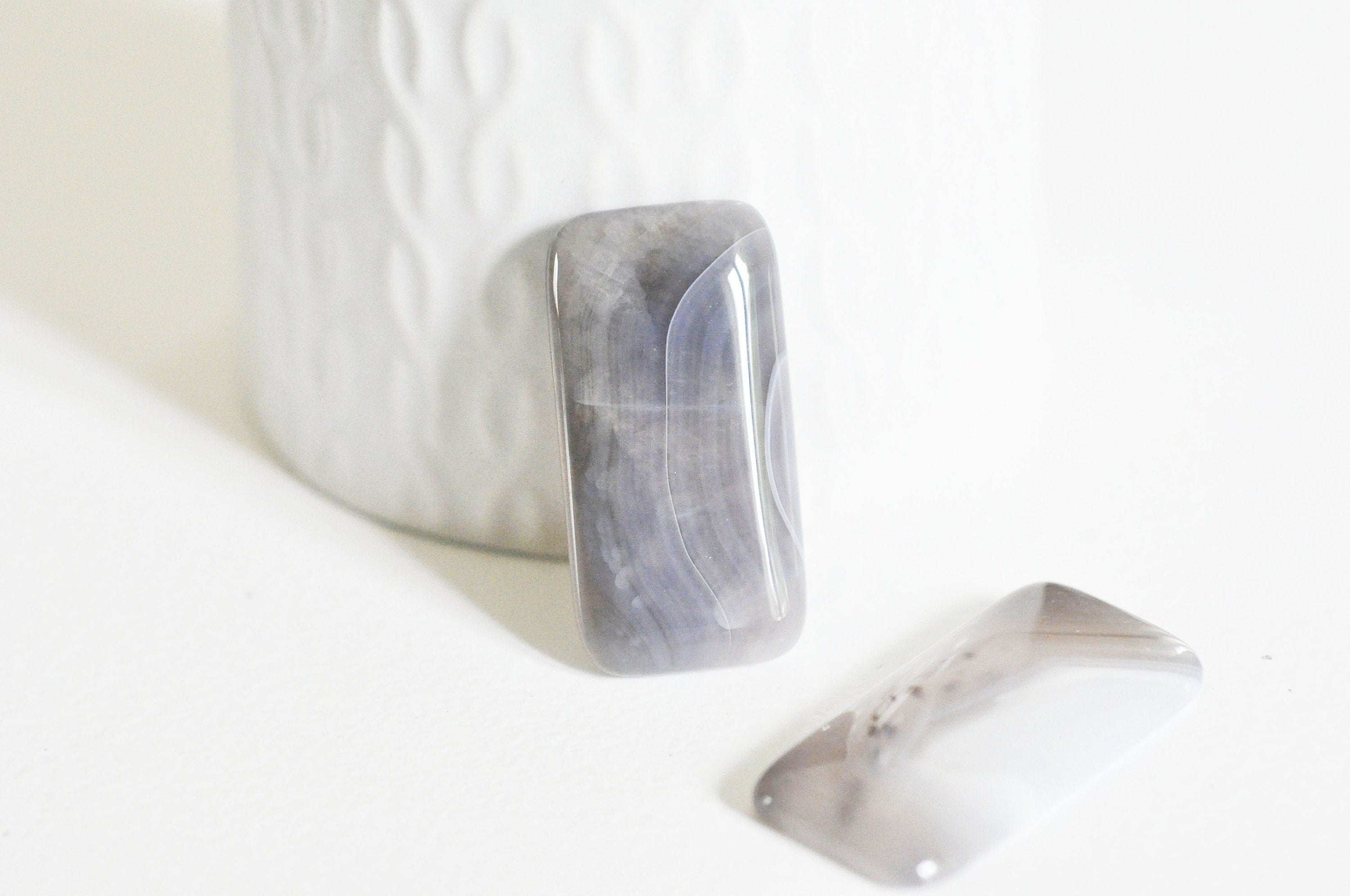 EP Cabochon rectangle agate grise 39mm x1 (G5057)