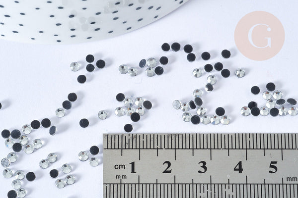 EP Cabochon strass cristal AB blanc, cabochon plastique, strass couture, customisation,1 gramme