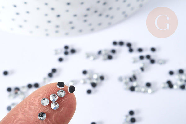 EP Cabochon strass cristal AB blanc, cabochon plastique, strass couture, customisation,1 gramme