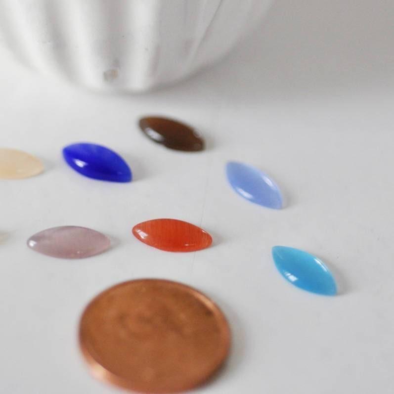 EP Cabochon verre oeil de chat marquise multicolore 12x6mm, x 20, 50 ou 100 (G1458)