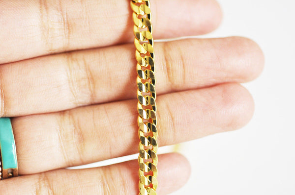 EP Chaine complète acier dorée 14k gourmette 5mm/91cm, x1 (G2446)