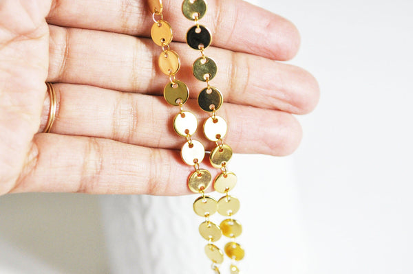 EP Chaine complète acier dorée 14k pastille,chaine fantaisie collier,sans nickel,chaine fantaisie,acier doré,chaine complète,2mm,45cm-G141