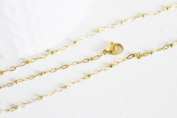 EP Chaine complète acier dorée 14k satellite,extension,chaine collier,sans nickel,chaine complète,2mm,46.2cm, x1 G1920