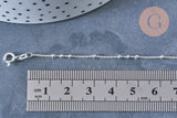 EP Chaine de cheville maille satellite fine argent 925 massif 22.8cm, chaine en argent pour création bijoux, x1 G8064