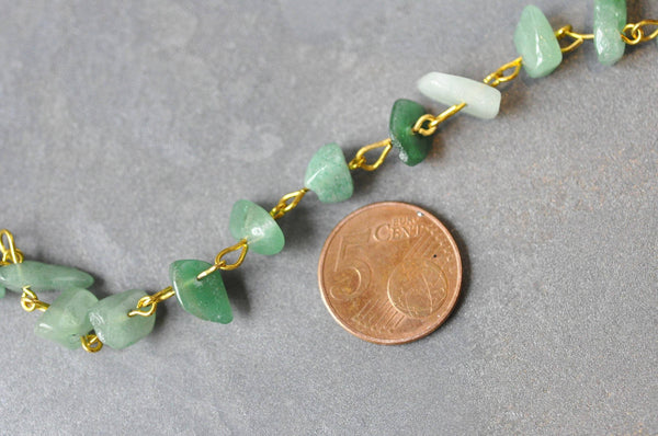 EP -Chaine dorée perle aventurine naturelle 4.5mm,x50 centimètre - G3913