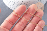 Chaine fine dorée nuage 16K 1 micron,chaine collier, création bijoux, chaine au mètre,chaine dorée,1mm,x1 mètre G5004