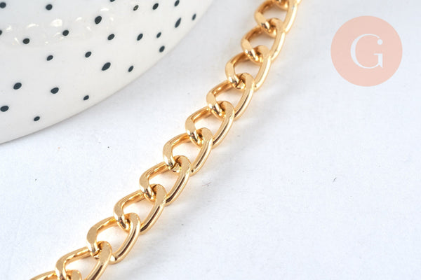 EP Chaine grosse maille gourmette acier dorée 16k 5.5mm, x1 metre (G6853)