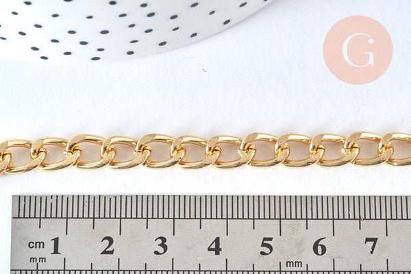 EP Chaine grosse maille gourmette acier dorée 16k 5.5mm, x1 metre (G6853)