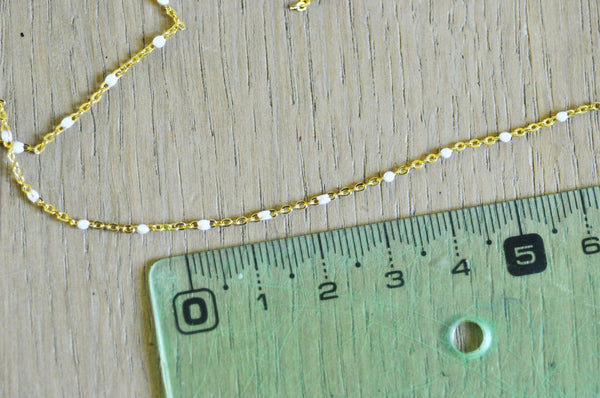 EP Chaine laiton doré 18k fantaisie résine blanche 2mm,1 mètre,G3428
