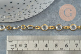 EP Chaines Rondes perles pampille verre laiton doré 13x6.5mm, x1 mètre G8181