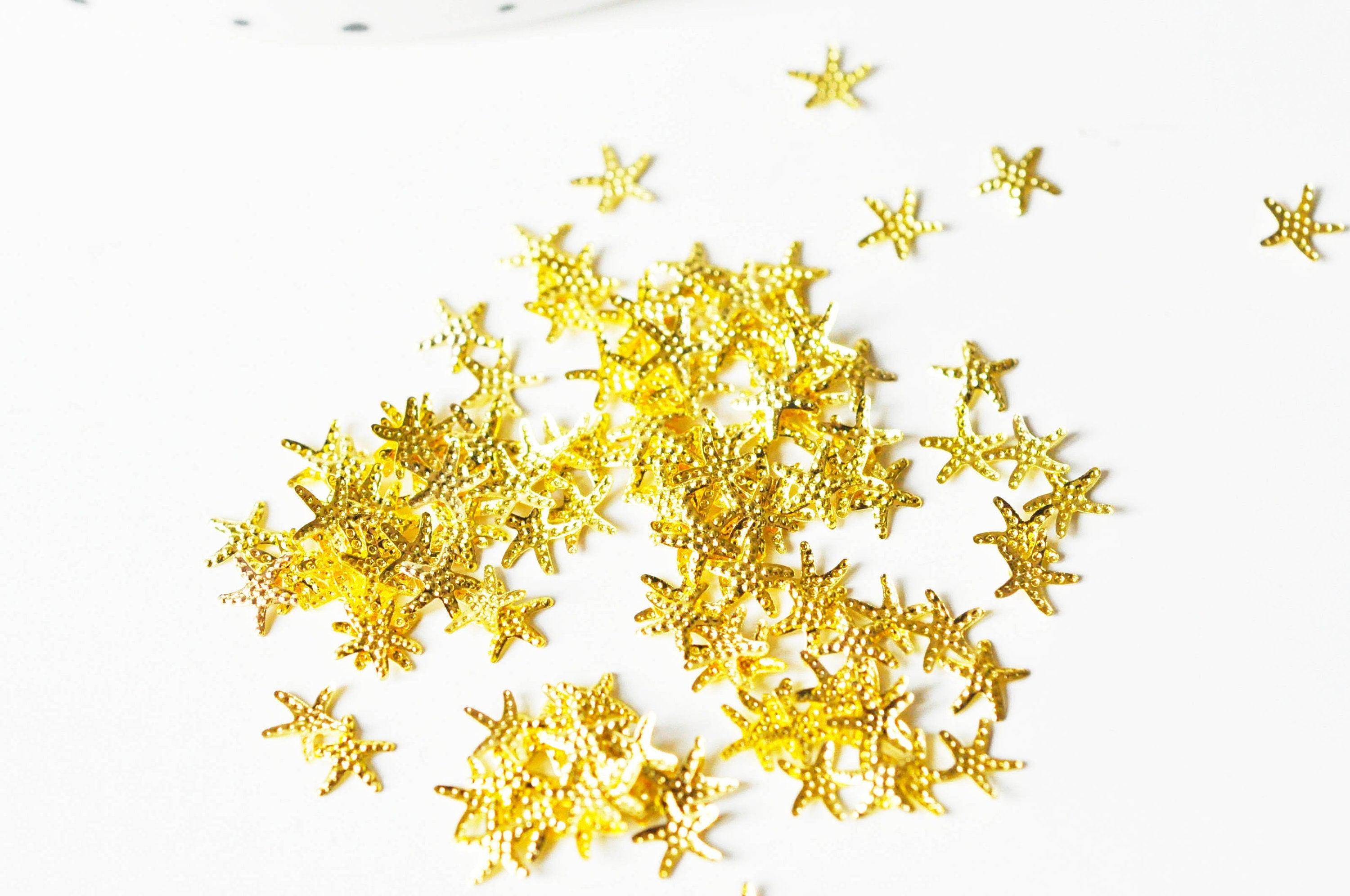EP-Charm à coller zamac doré étoile de mer,thème océan coquillage, fournitures à coller pour décorer pierres et bijoux,5x5mm, les 200 G4227