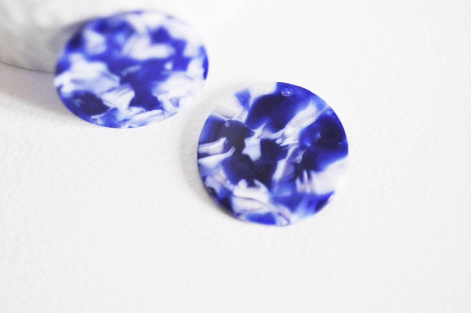 EP Connecteur acetate cercle bleu nuit 2.7cm, x2 G0821