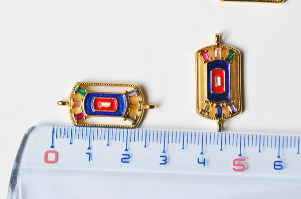 EP -Connecteur rectangle émaillé zircons coloré 26.5mm, x1 (G4086)
