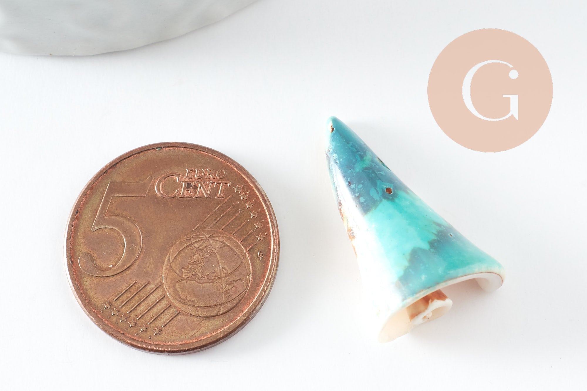 EP-Coquillage bleu naturel spirale Conch perce 27mm, x5 (G0449)