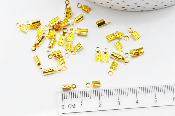 EP Embouts corde métal doré pincer,fournitures créatives,fournitures dorées,création bijoux,finition ruban,finition chaine,x 50, 8mm G4768
