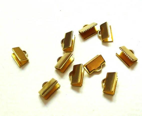 EP Embouts ruban laiton brut à pincer,fournitures dorées,création bijoux,finition ruban,finition chaine,x 50,1cm-G2153