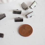 EP Embouts ruban métal metalgun à pincer,fournitures noires,création bijoux,finition ruban,finition chaine,x 10,1cm G286