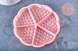 EP Moule à gauffre silicone rose, Moule patisserie, moule en silicone pour réaliser des gateaux ou inclusion en résine,17.4cm x1 G4178