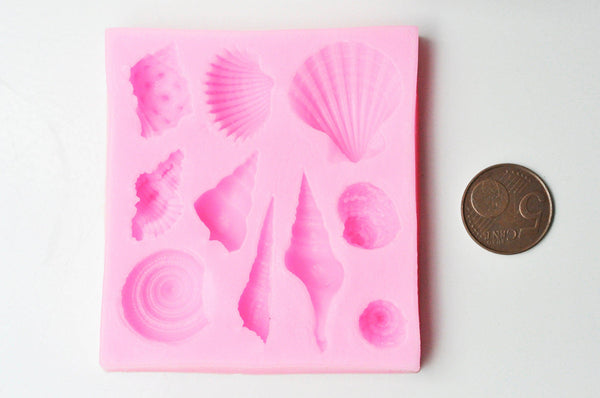 EP Moules en silicone COQUILLAGES, Moule patisserie, moule en silicone pour réaliser des bijoux avec inclusion en résine,7.6cm x1 G4077