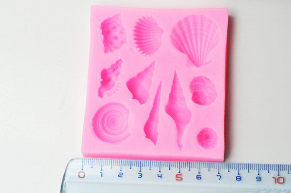 EP Moules en silicone COQUILLAGES, Moule patisserie, moule en silicone pour réaliser des bijoux avec inclusion en résine,7.6cm x1 G4077